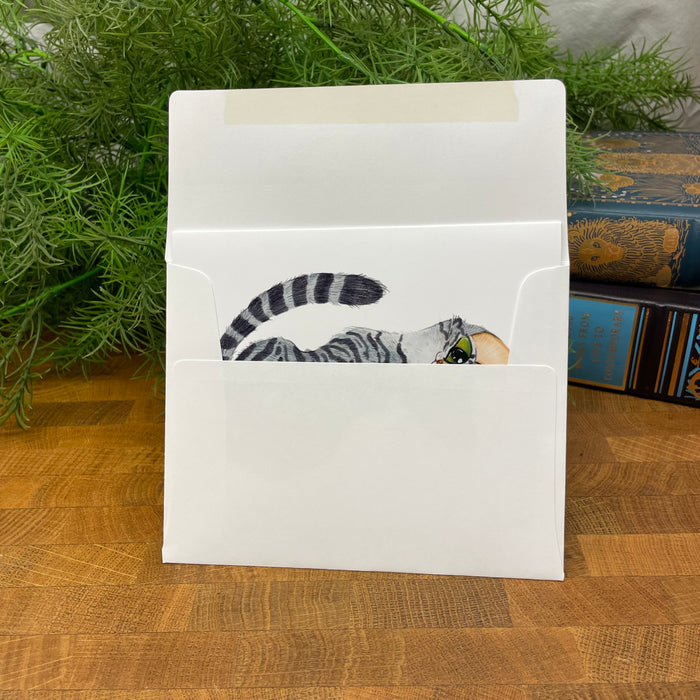Gray Tabby Pretty Kitty blank art card, Grey Tabby Cat
