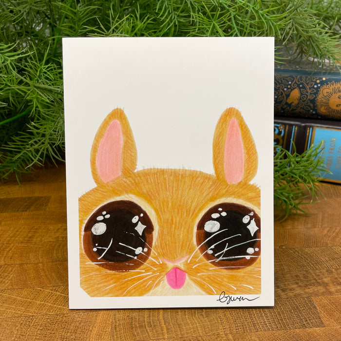 Starry Eyes Brown Bunny blank art card