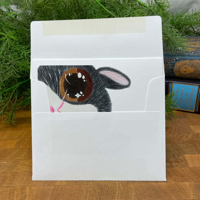 Starry Eyes Black and White Bunny blank art card